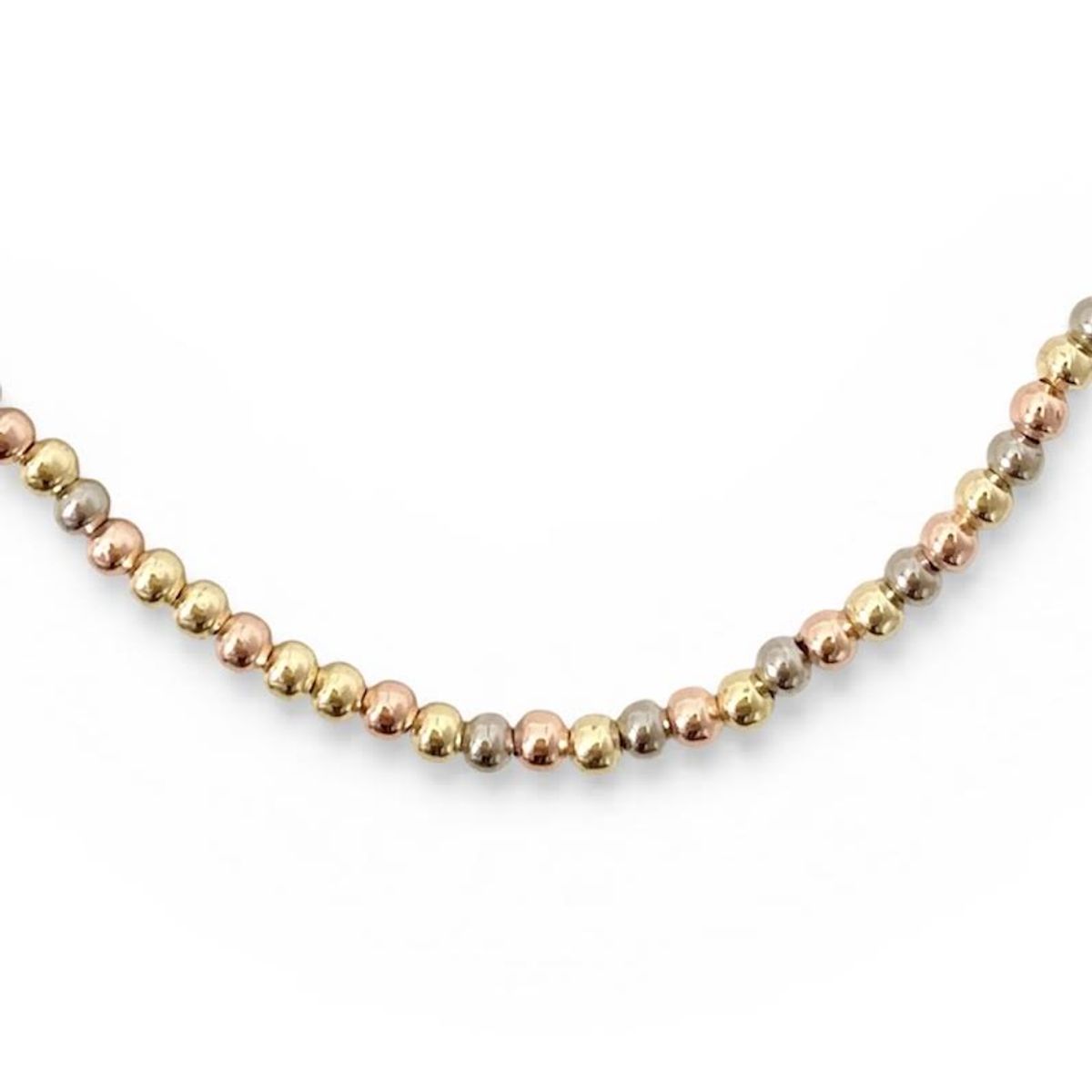 GENERICO - Collar esferas Tricolor oro-plata-rosé enchapado en Oro 18k