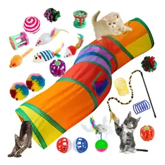 GENERICO - Juguetes Para Gato 20 Piezas Pluma Varita Bola Túnel Ratones BELUG