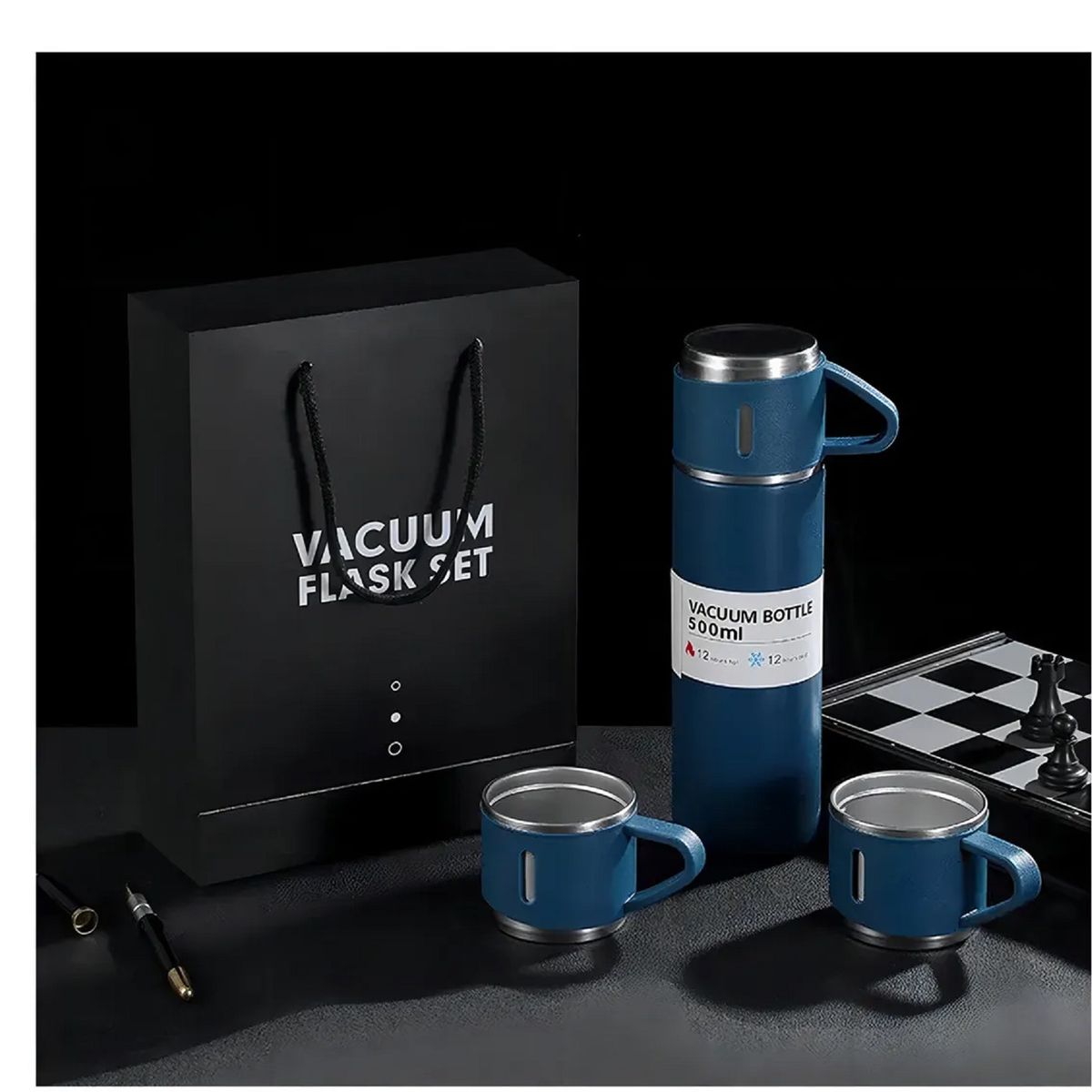 GENERICO - Termo de 500 ml con taza para té y café acero inoxidable verde