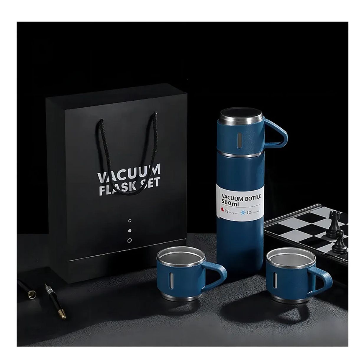 GENERICO - Termo de 500 ml con taza para té y café acero inoxidable verde