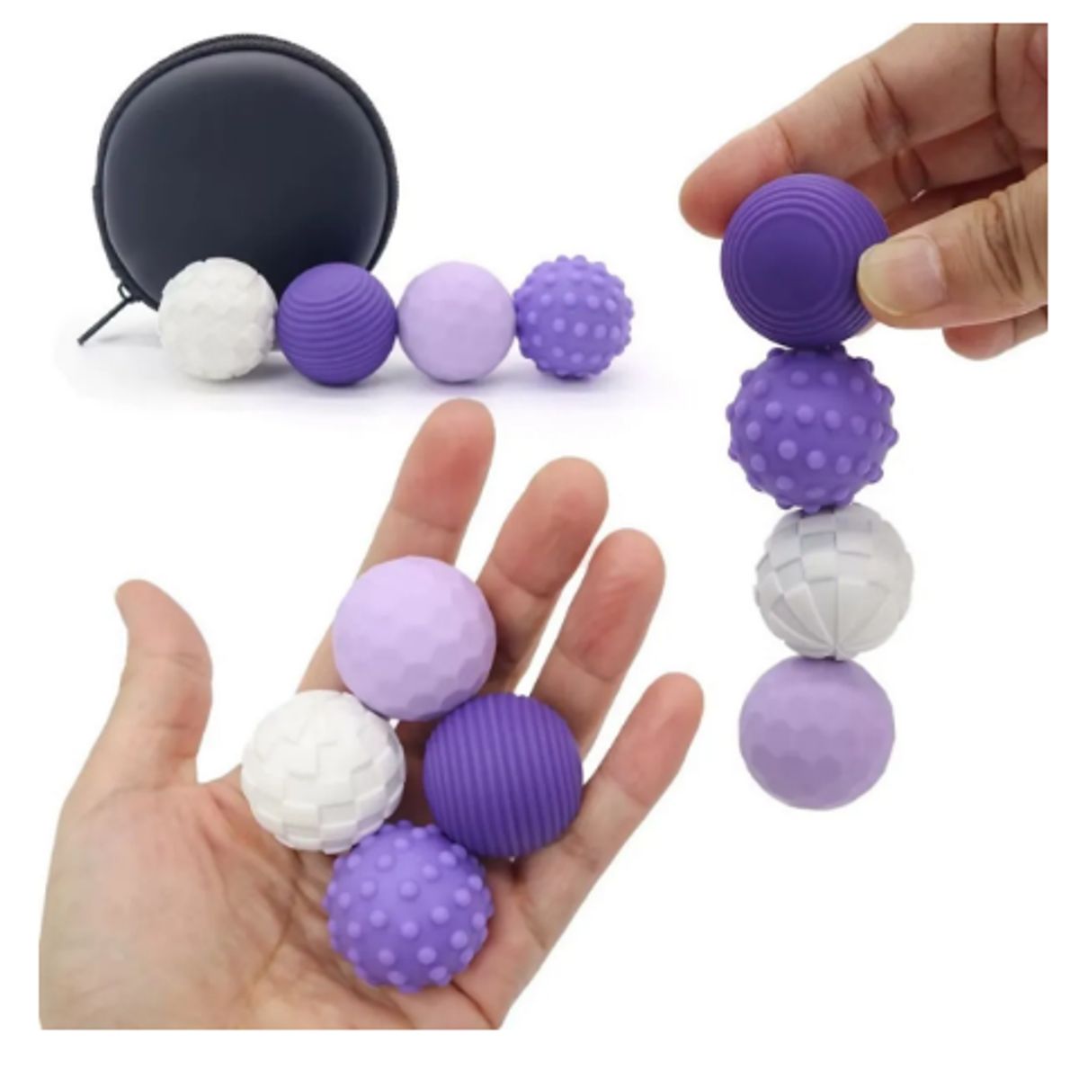 GENERICO - Set 4 Esferas Magnéticas Antiestrés De Goma Juguete De Calma Violeta