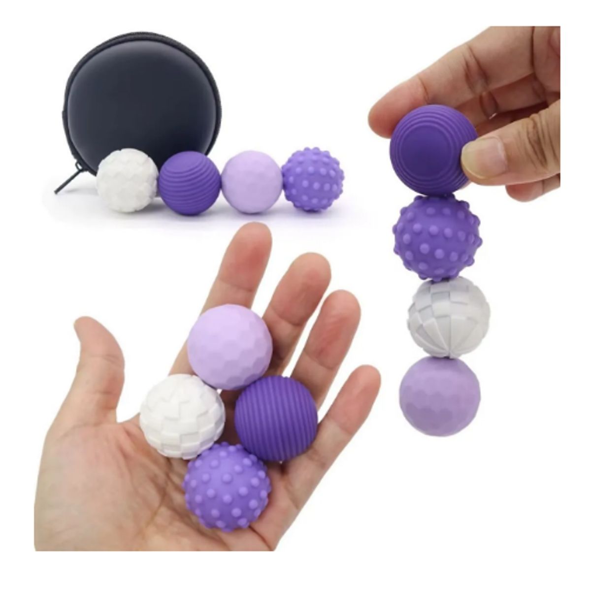 GENERICO - Set 4 Esferas Magnéticas Antiestrés De Goma Juguete De Calma Violeta