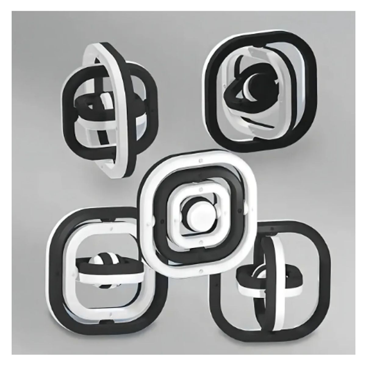 GENERICO - Pack 2 Spinners Antiestrés Gyro 360 Cuadrado Negro Juguetes Fidget