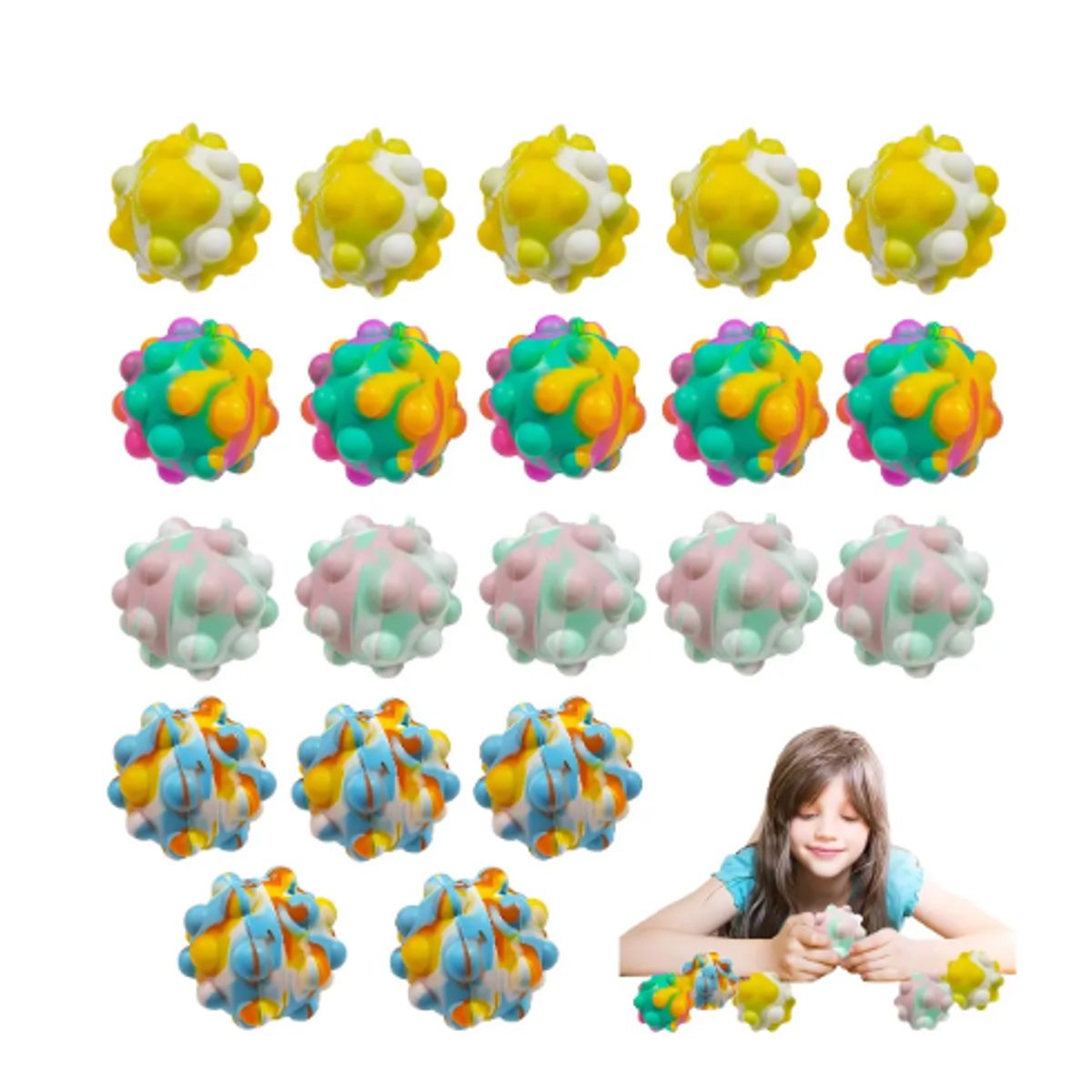 GENERICO - 20 Pelotas Pop Its Sensoriales Regalo Juego Antiestrés Niños