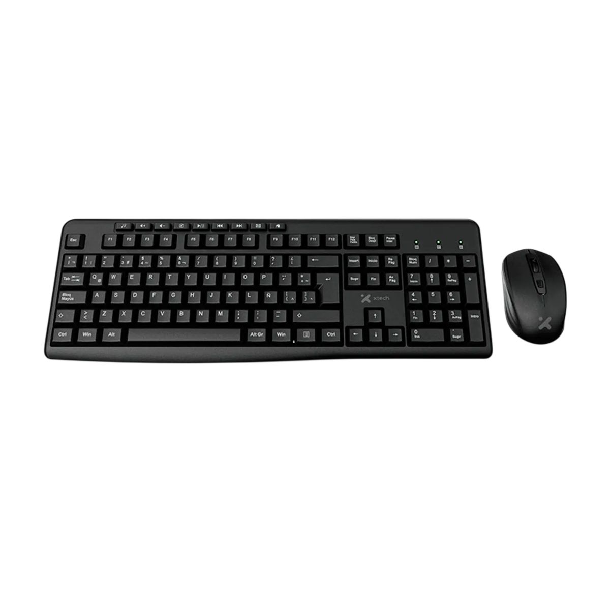 XTECH - Xtech XTK-311S Teclado y Mouse Inalámbrico Español, 2.4GHz USB, 105 Teclas, Mouse Óptico 1600 DPI, Negro