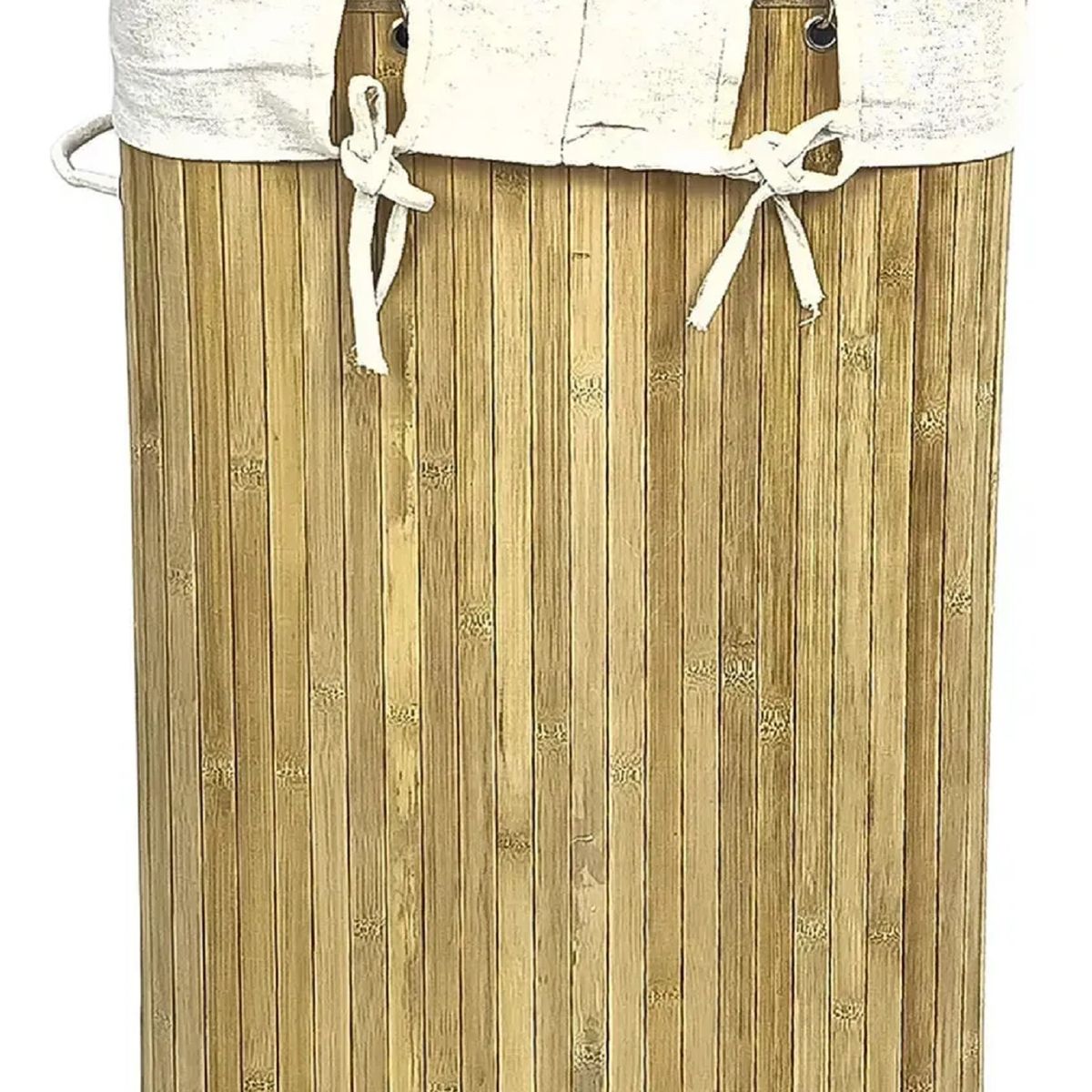 GENERICO - Canasto Cesto Ropa Sucia Pleglable Look Bambu Grande Tapa Im Beige