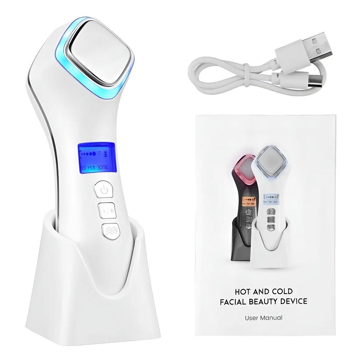 GENERICO - Masajeador Facial Eléctrico Ultrasónico Crioterapia Control