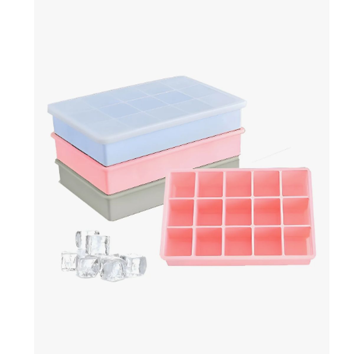 GENERICO - Pack X4 Cubetas de Hielo Cubetera de siliciona Con tapa 15cav Cubetas