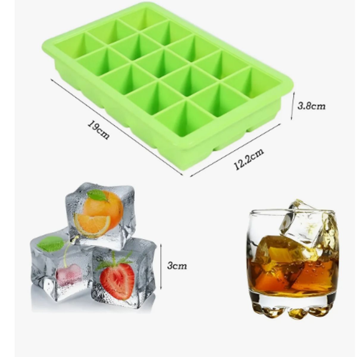 GENERICO - Pack X4 Cubetas de Hielo Cubetera de siliciona Con tapa 15cav Cubetas
