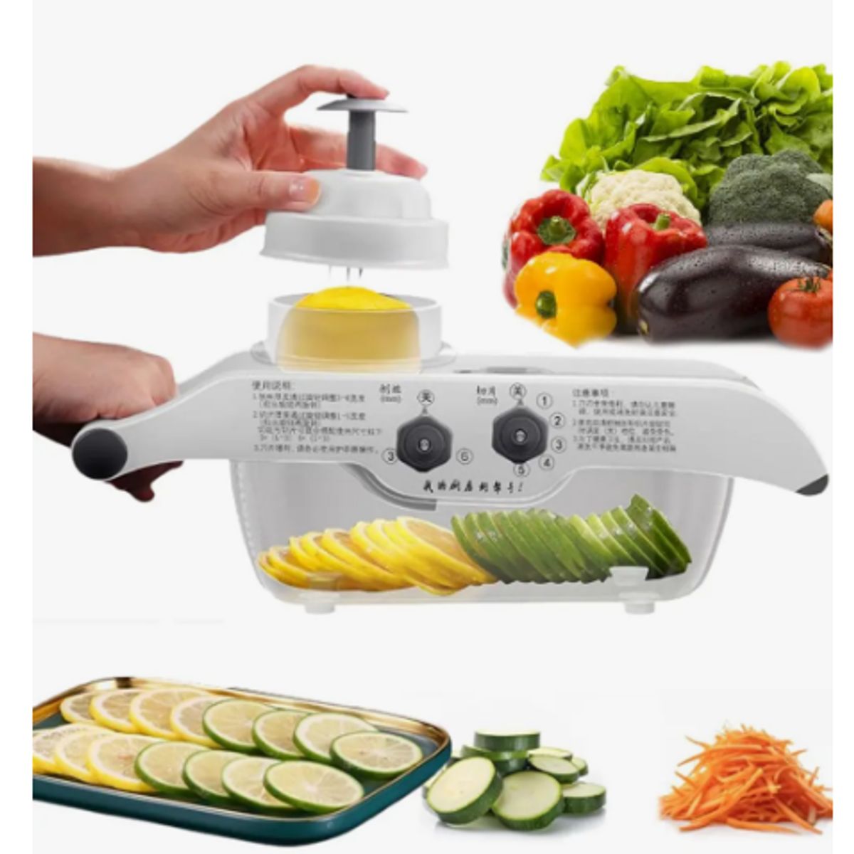 GENERICO - Cortador De Verduras Rallador Comercial Multi Adjustable