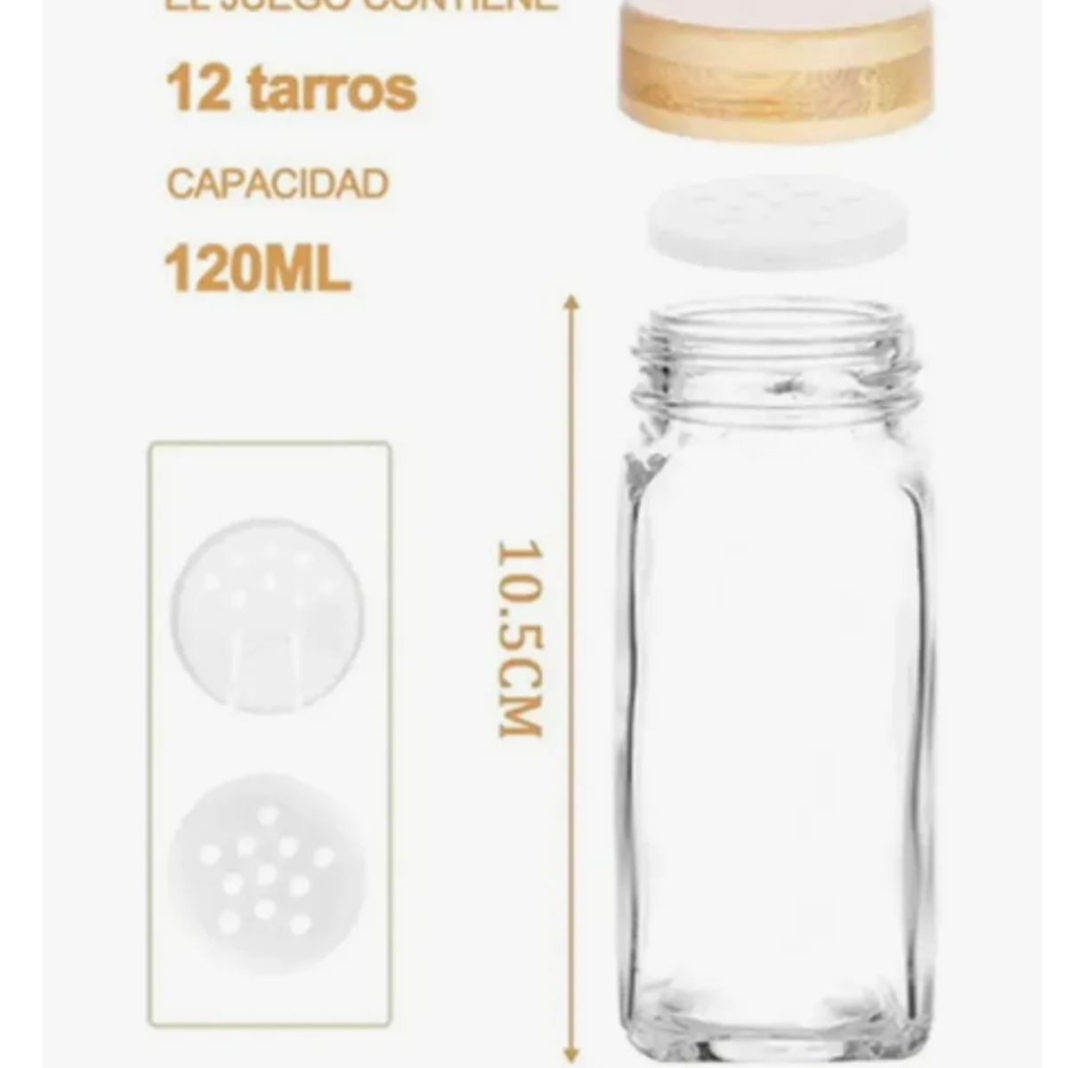 GENERICO - 12 Frascos De Vidrio Especieros Tapa Almacenamiento 120ml
