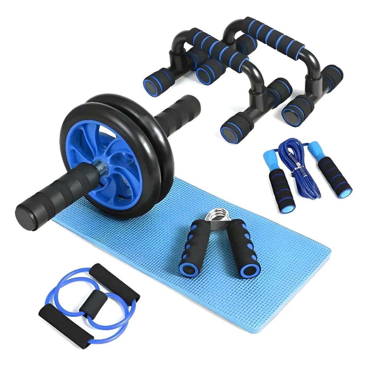 GENERICO - Juego De Ruedas De Ejercicios Abdominales Azules 7 Piezas
