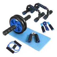 GENERICO - Juego De Ruedas De Ejercicios Abdominales Azules 7 Piezas