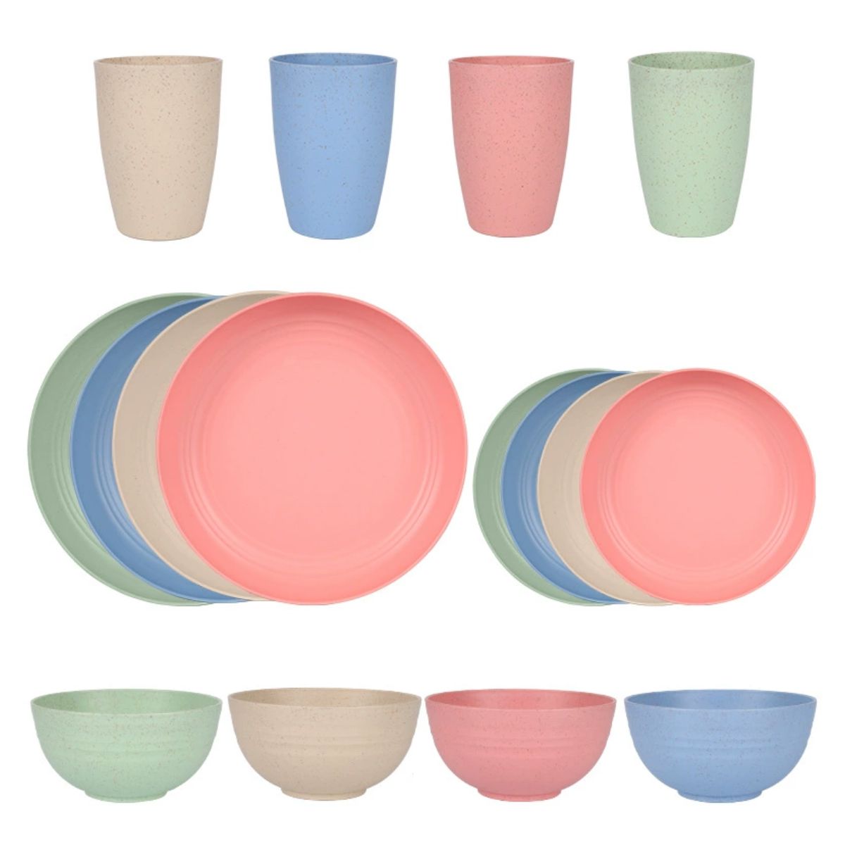 ATURE - Juego De Vajilla 16 Piezas Para Hogar, Platos Y Tazas