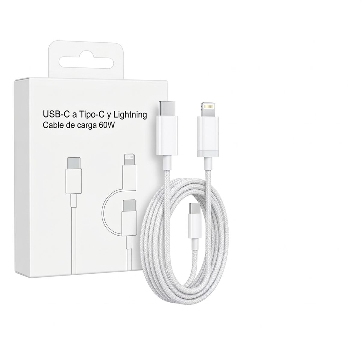 GENERICO - Cable 2 En 1 Ultra Resistente: Carga Rápida 60w Para Todo