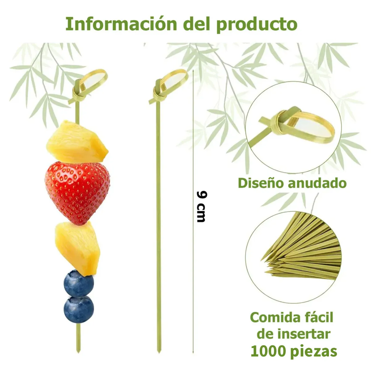 ATURE - Brocheta Pincho Bambu 9cm 1000 Unidades Marrón Claro Bambú