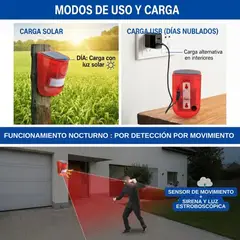 MOVI - ALARMA SOLAR CON SENSOR DE MOVIMIENTO Protección 24-7- Impermeable
