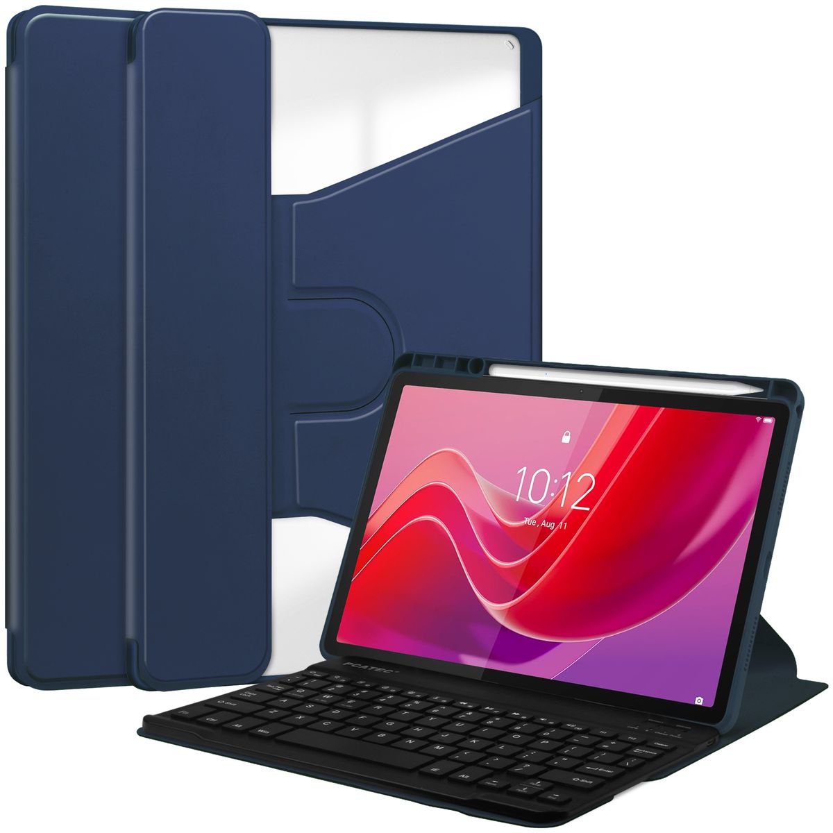 PUREPOWER - Funda giratoria con Teclado para Samsung Tab S10Lite - azul oscuro