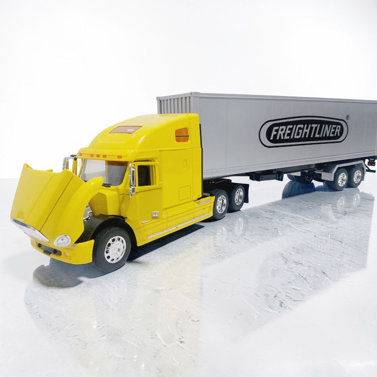 WELLY - Camión Welly Freightliner Columbia 6x4 Escala 132 Amarillo con Container Metálico de Colección