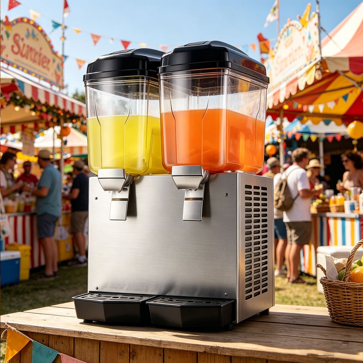 VIDA BUENAS - Dispensador Doble 2x17L Frío y Caliente, Máquina de Jugo y Té con Leche Comercial