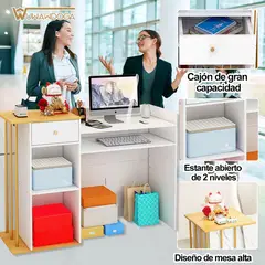 WUWAWDOGA - Mostrador De Recepción Minimalista Moderno Blanco 120x85x34cm