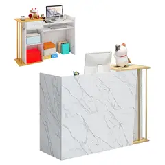 WUWAWDOGA - Mostrador Recepción Minimalista Multiusos Comercial Moderno 120x85x34cm Blanco