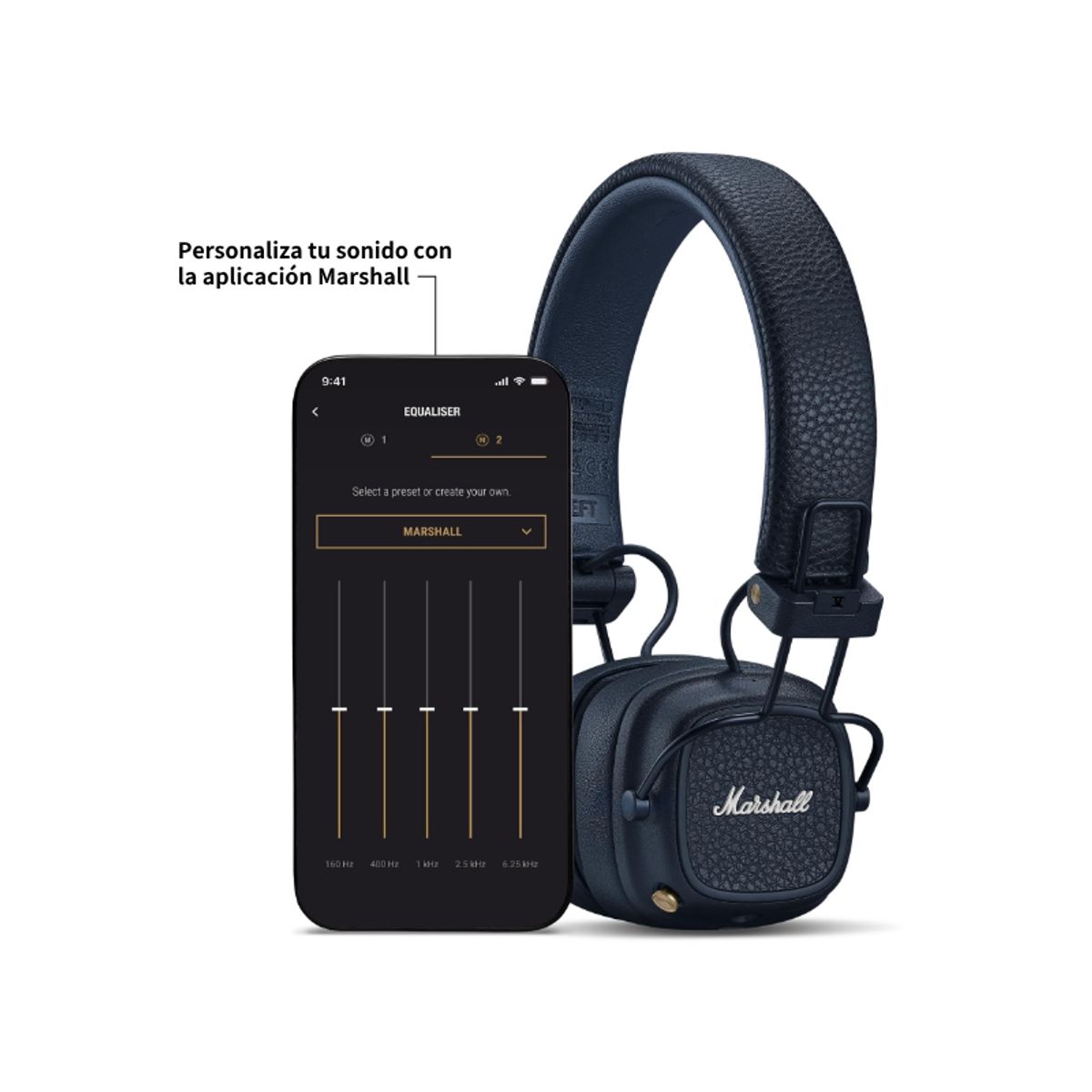 MARSHALL - Auriculares inalámbricos Bluetooth Marshall Major V On-Ear, azul