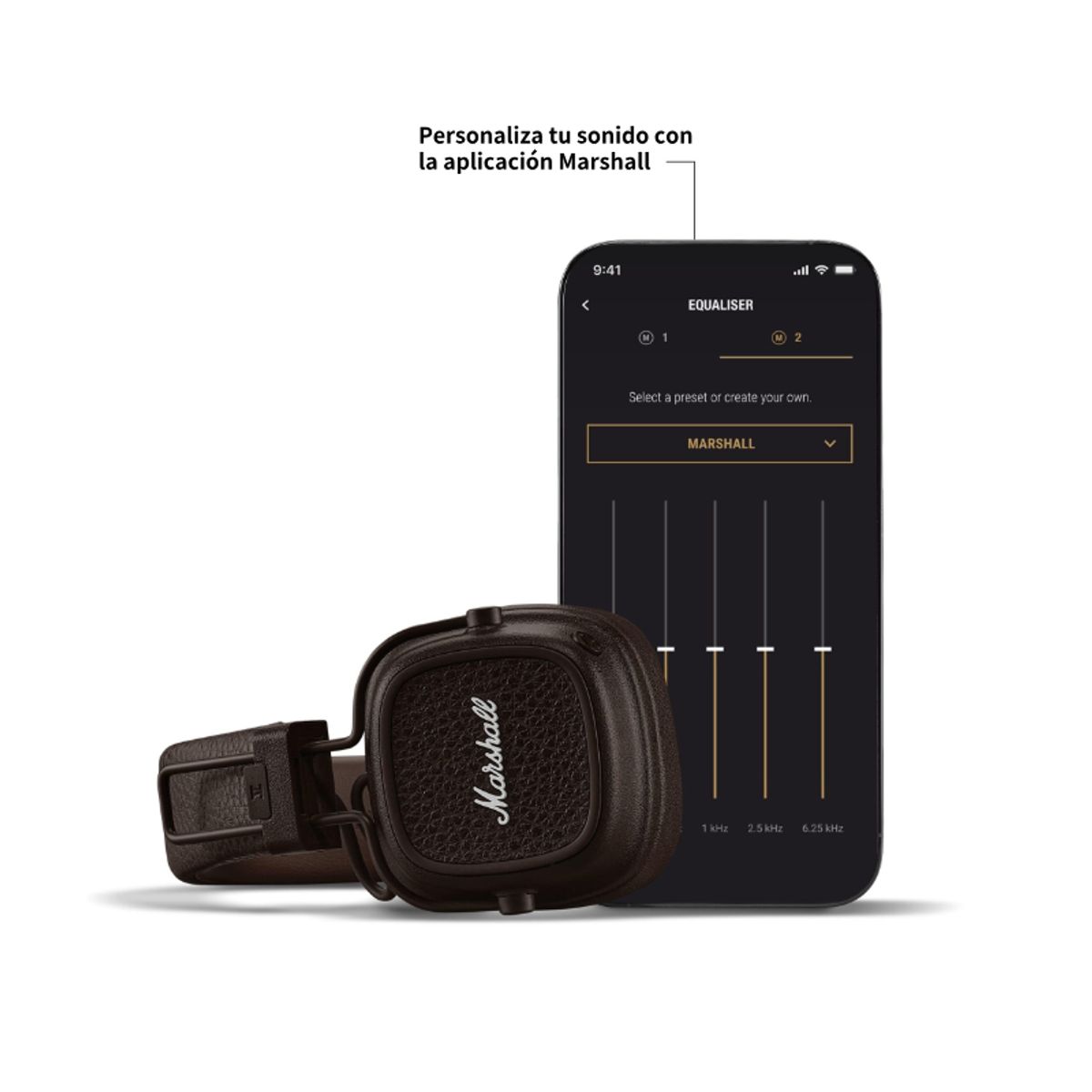 MARSHALL - Auriculares inalámbricos Bluetooth Marshall Major V On-Ear, marrón