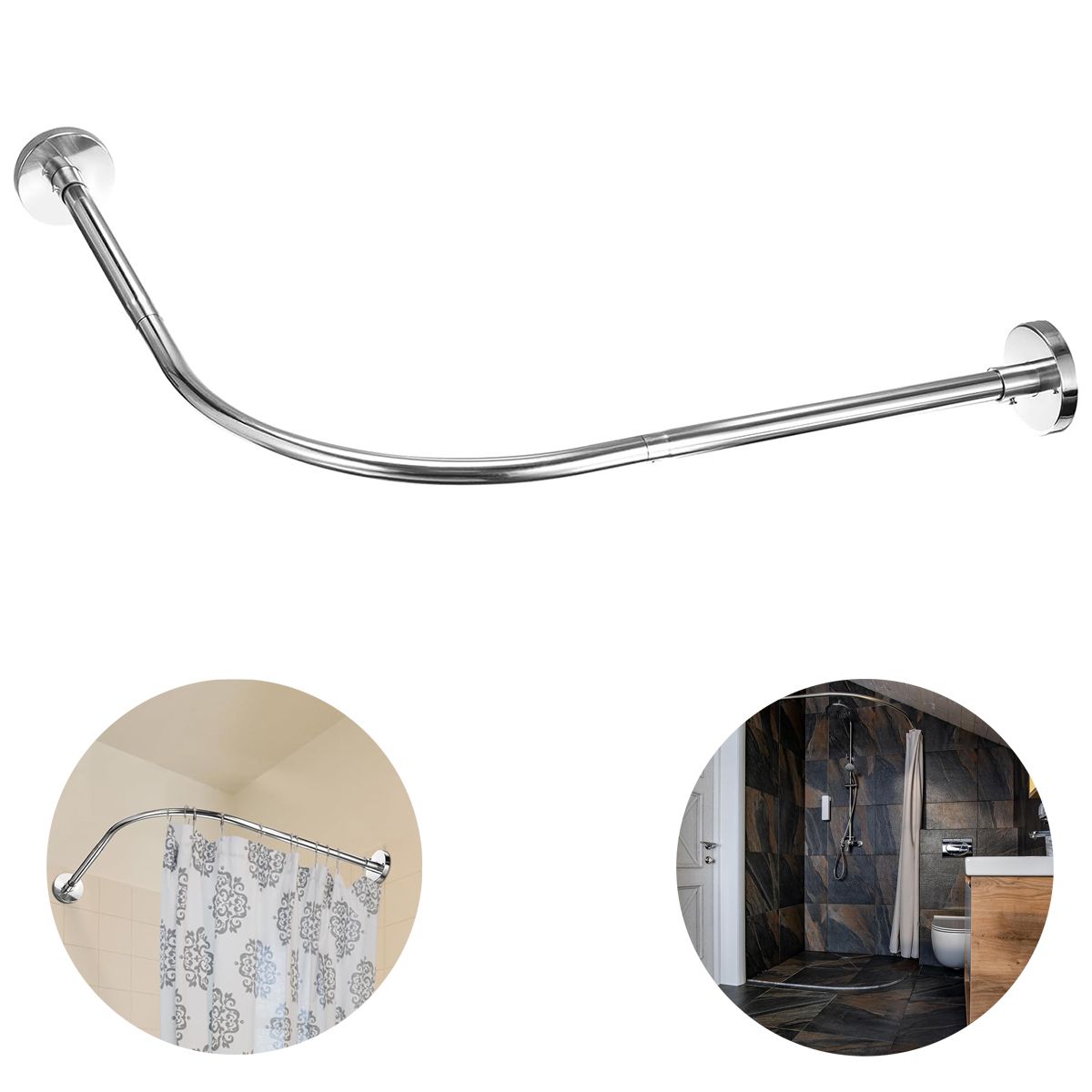 KINDA NICE - Barra Extensible Cortina De Ducha De Esquina En U 80-110cm