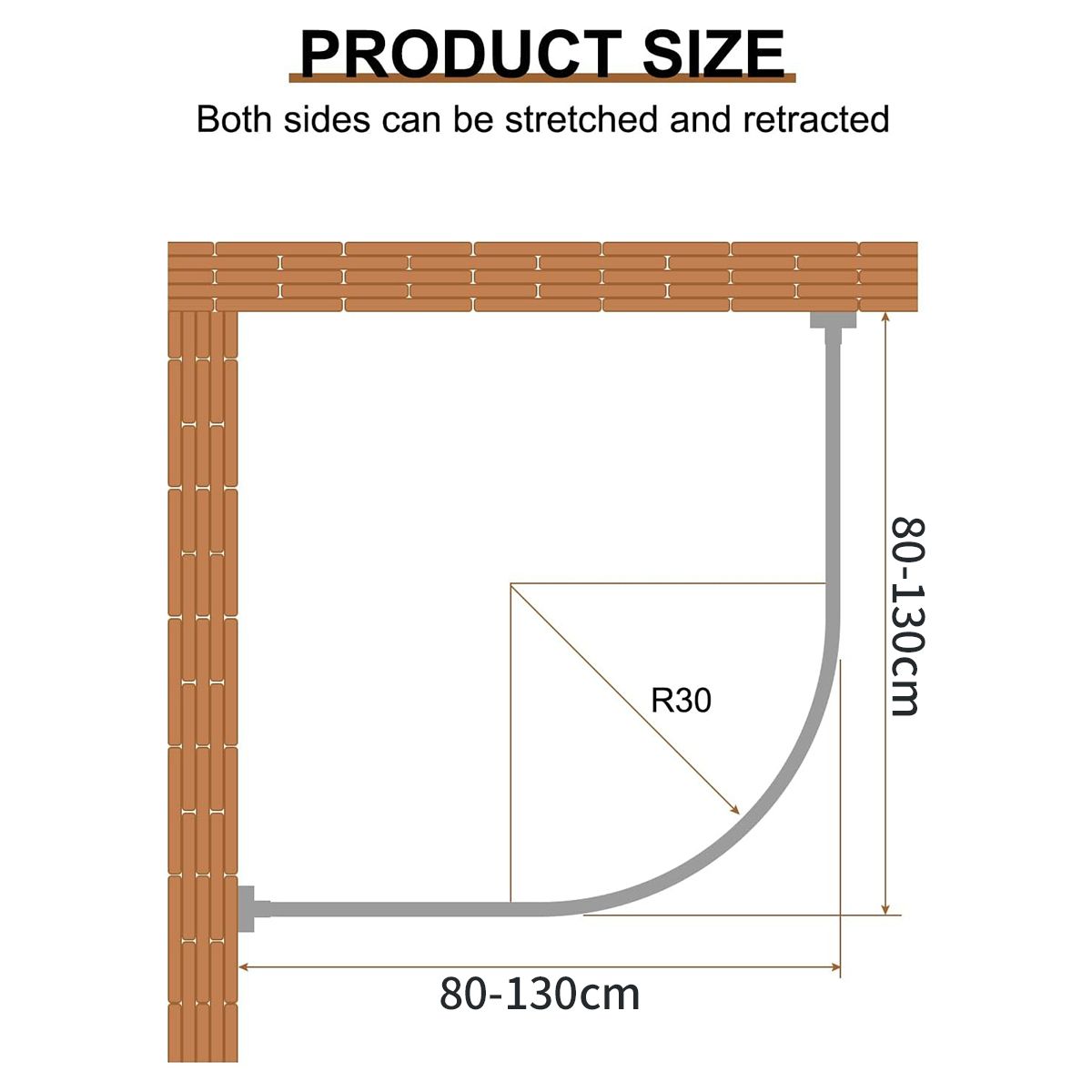 KINDA NICE - Barra Extensible Cortina De Ducha De Esquina En U 80-110cm