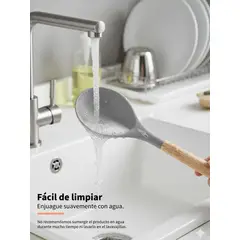 YOLIKITCHEN - Juego de Utensilios de Silicona 12 Piezas, Mango de Madera, Antiadherente,con Recipiente y 6 Colores