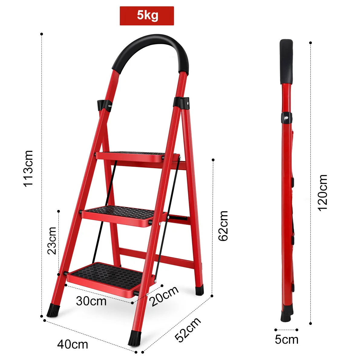 SUPERCENTER - Escalera Aluminio 3 Pasos Plegable Antideslizante Estable