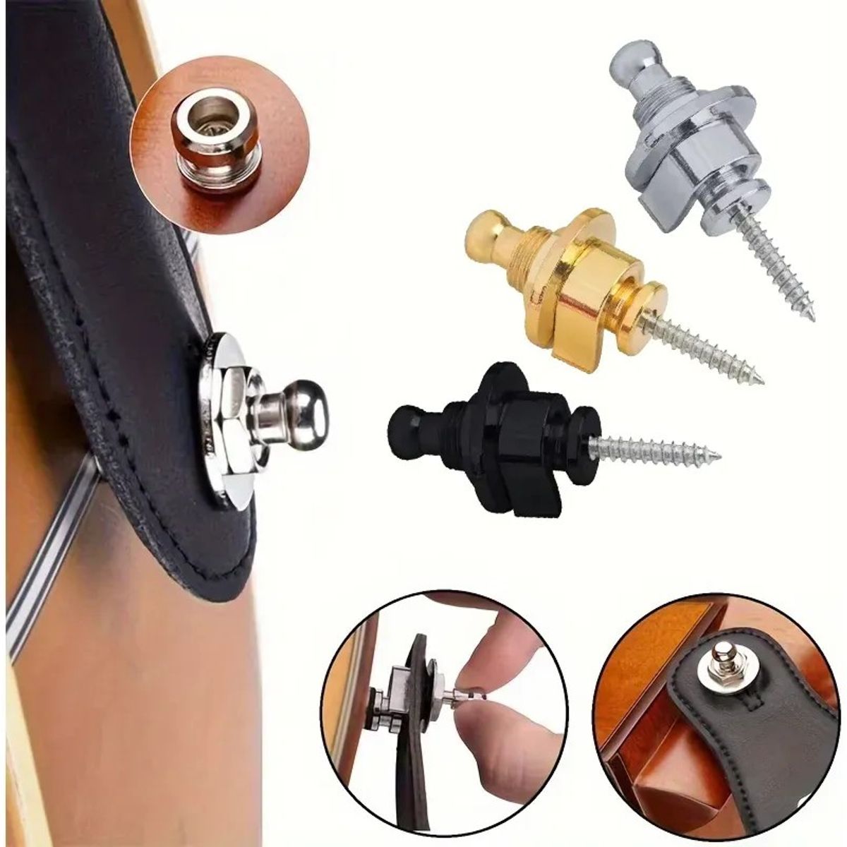 KUANGYE - Straplock Para Guitarra O Bajo 3 Unidades