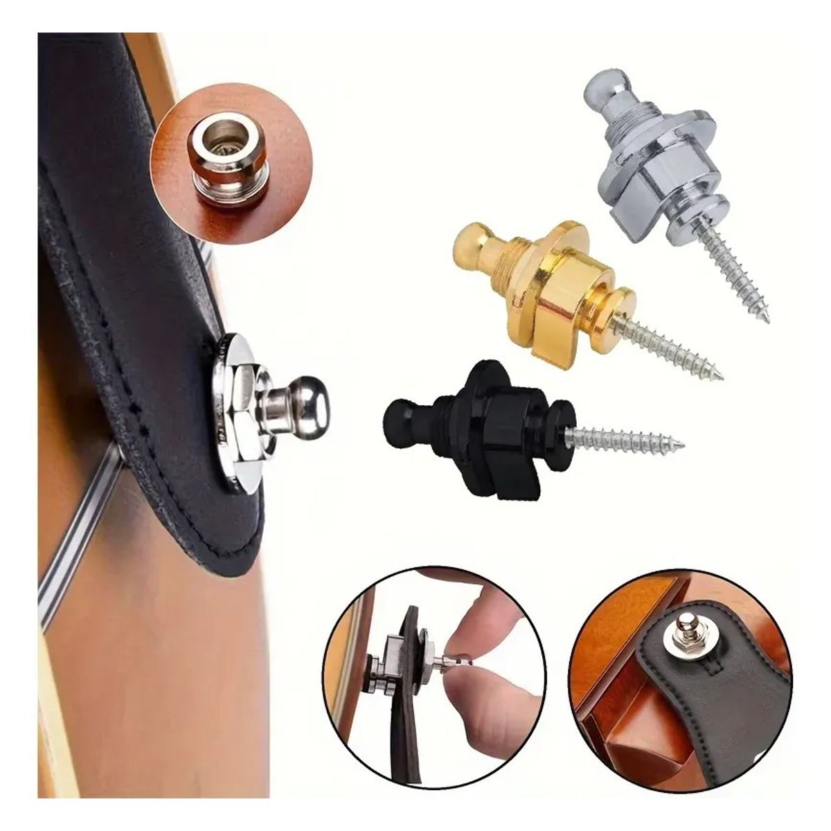 KUANGYE - Straplock Para Guitarra O Bajo 3 Unidades