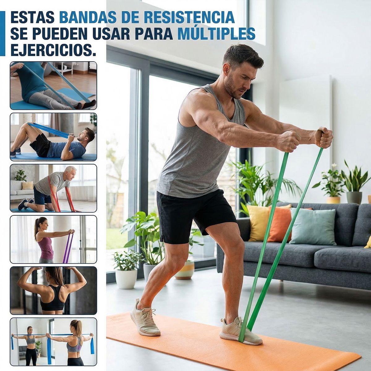VIDITA - Set 5 Bandas Elásticas TPE Ejercicio Pilates Yoga + Bolsa - Elastico Resistencia Implementos