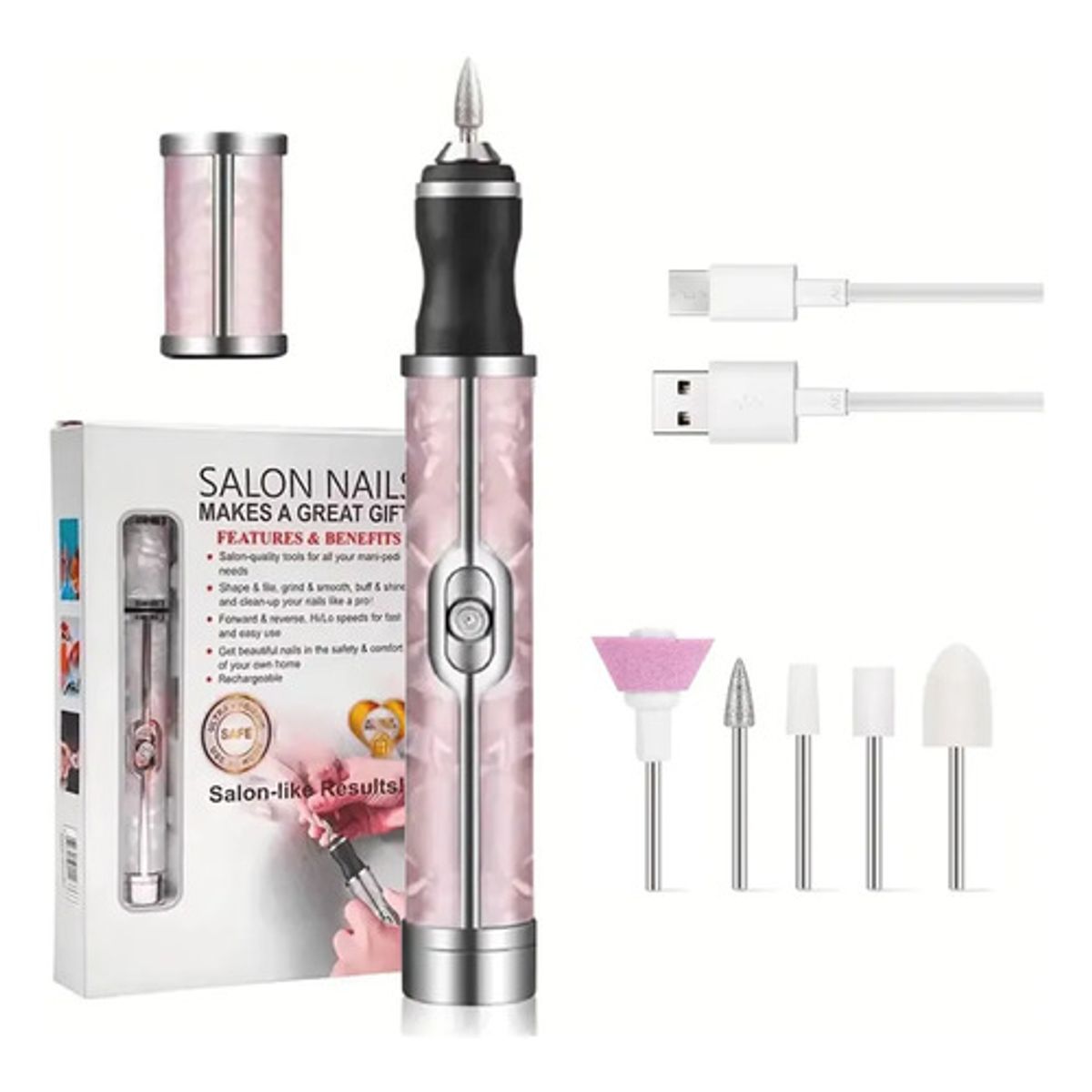 GENERICO - Torno Manicure Dremel Uñas Eléctrico Inalámbrico Recargable