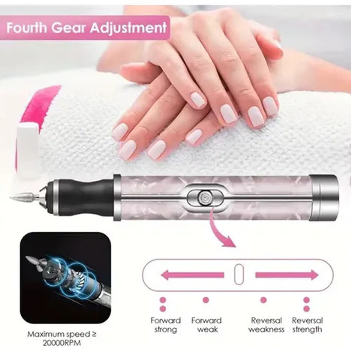 GENERICO - Torno Manicure Dremel Uñas Eléctrico Inalámbrico Recargable