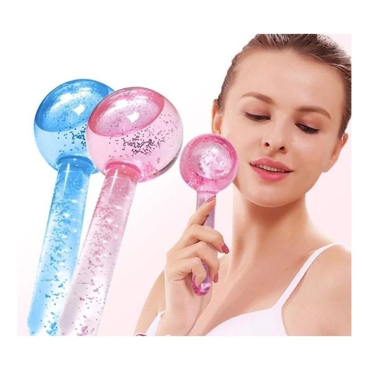 GENERICO - Kit Bola Frio Masajeador Facial Hielo Linfático Relajacion Tipo de piel Normal - Azul 262196 C210