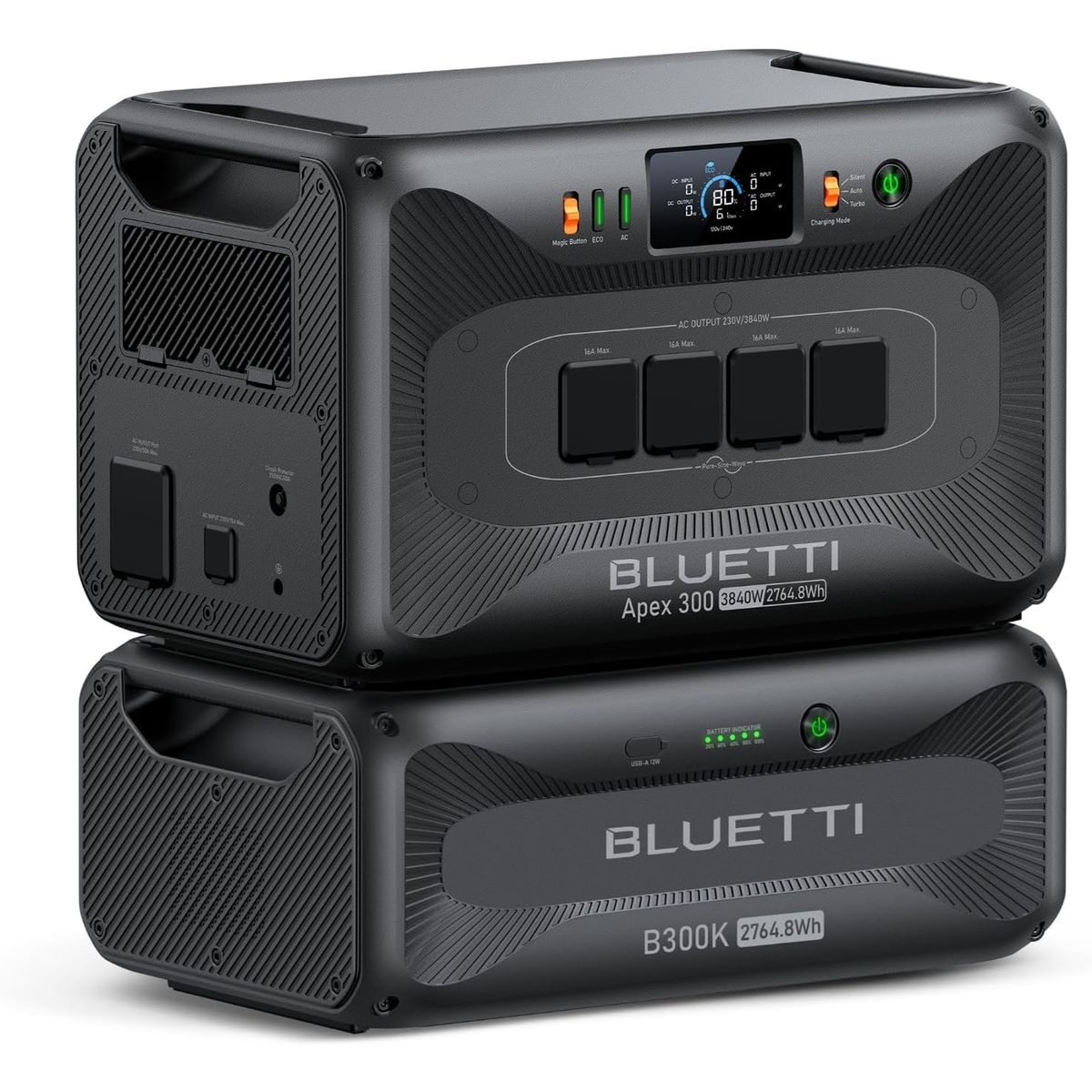 BLUETTI - BLUETTI Apex 300 & B300K Generador Solar, 5529,6Wh Batería LFP de Respaldo con 4 Salidas CA de 3840W (7680W Pico)