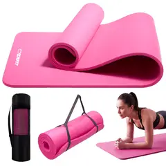 OVERFIT - Mat de Yoga NBR 189x61cm 15mm Rosado Alta Amortiguacion.