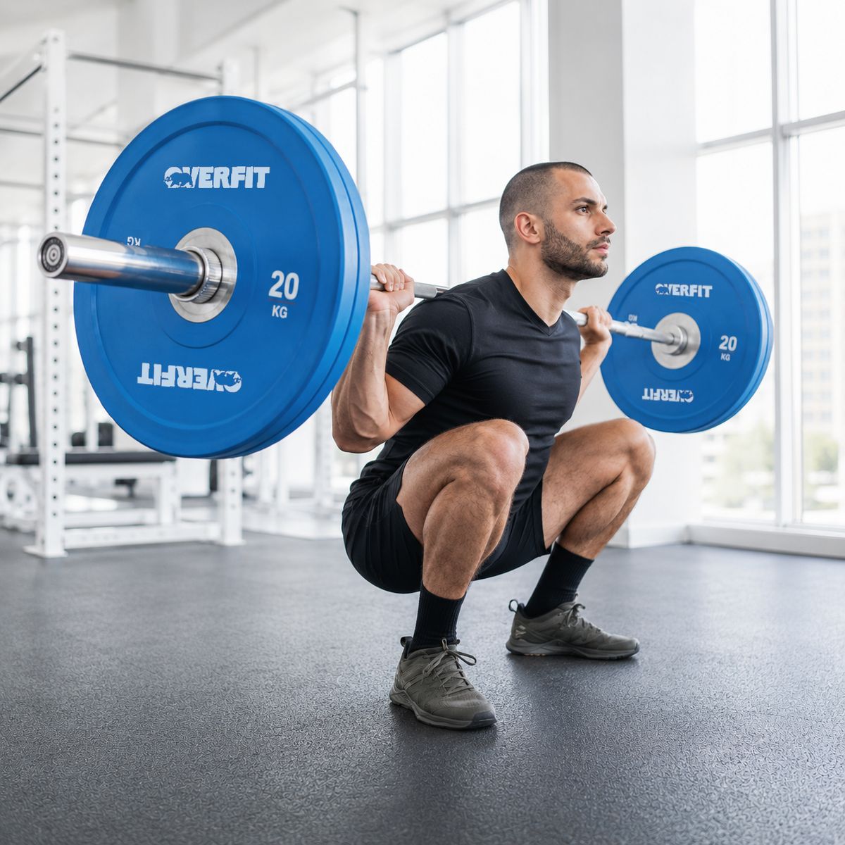OVERFIT - Disco de Pesa Olimpica Goma Overfit 20kg Antideslizante 50mm Gym.