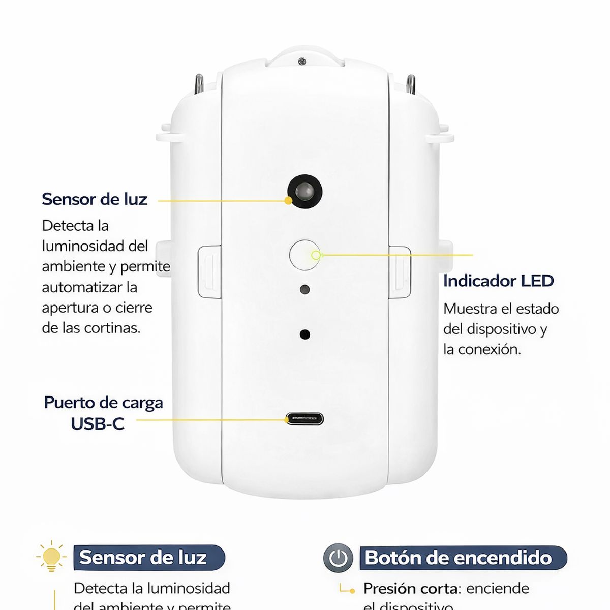 GENERICO - Robot de Cortina Inteligente con Apertura Individual por Wi-Fi