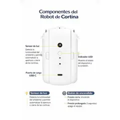 GENERICO - Robot de Cortina Inteligente con Apertura Individual por Wi-Fi