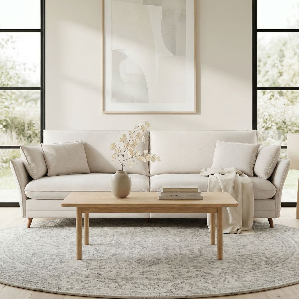 EXIT - Sofá 3 Cuerpos Tapiz Lino Beige - Nazar