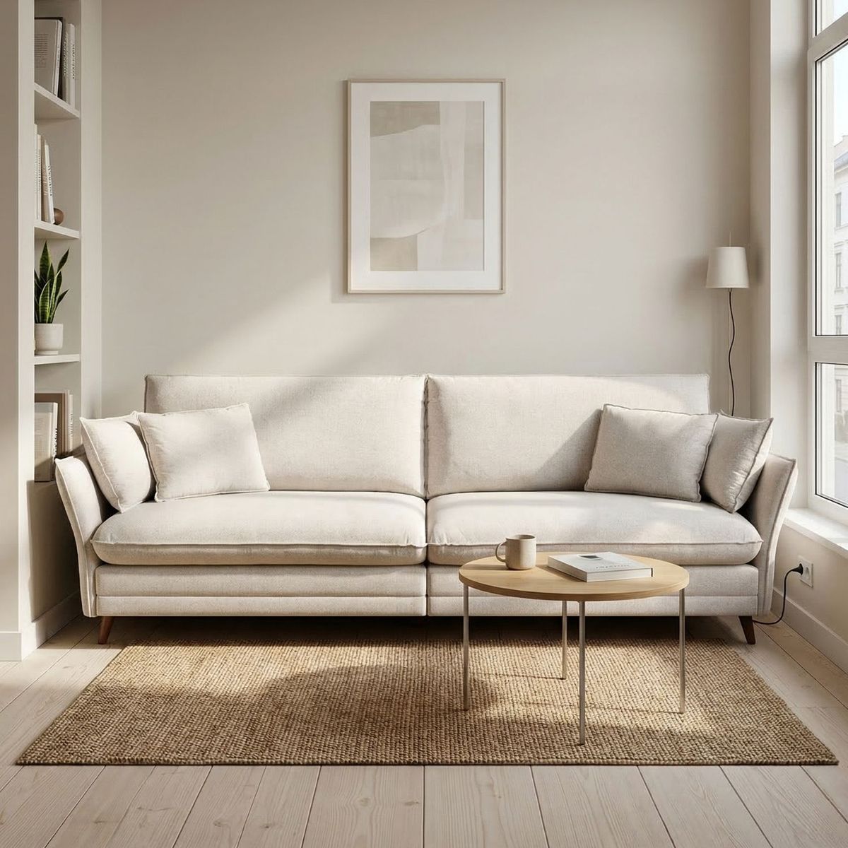 EXIT - Sofá 3 Cuerpos Tapiz Lino Beige - Nazar