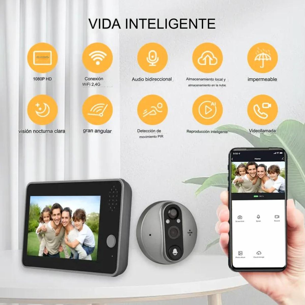 GENERICO - Timbre inteligente WI-FI bidirecional con pantalla LCD