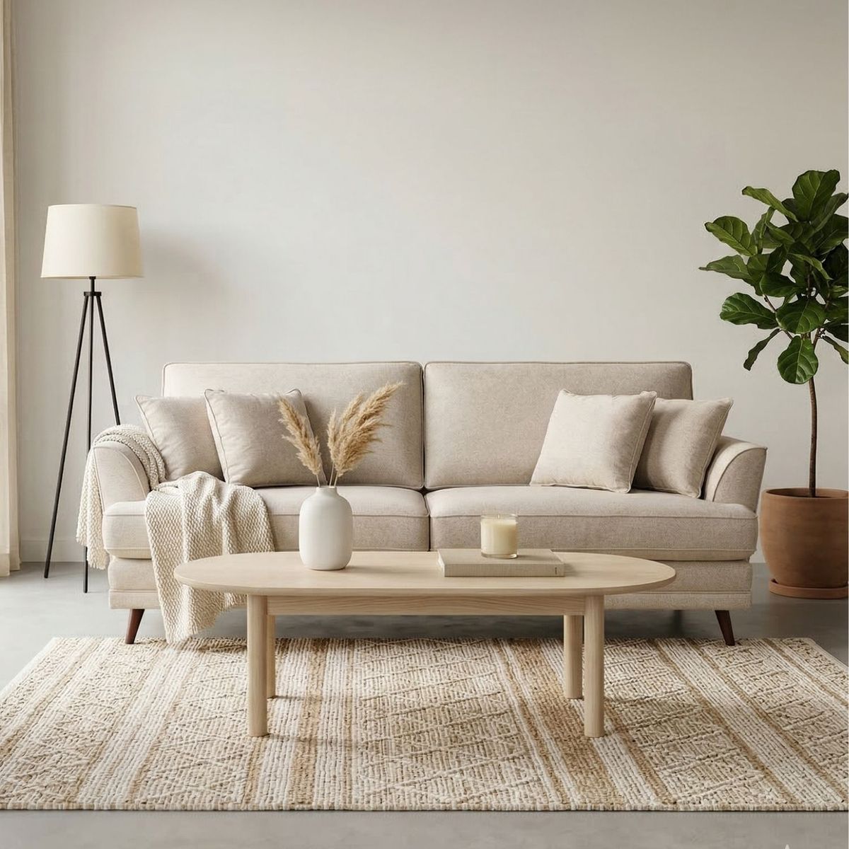 EXIT - Sofá 2 Cuerpos Tapiz Lino Beige - Tailandia