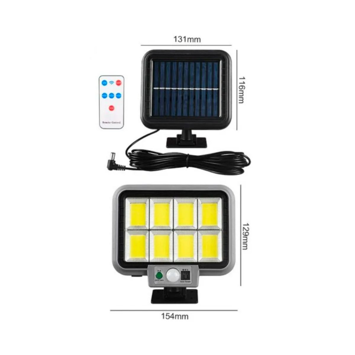 IMPORTCLICK - Foco Panel Solar LED 8 Placas Sensor Movimiento 5 Watt Watt Gris
