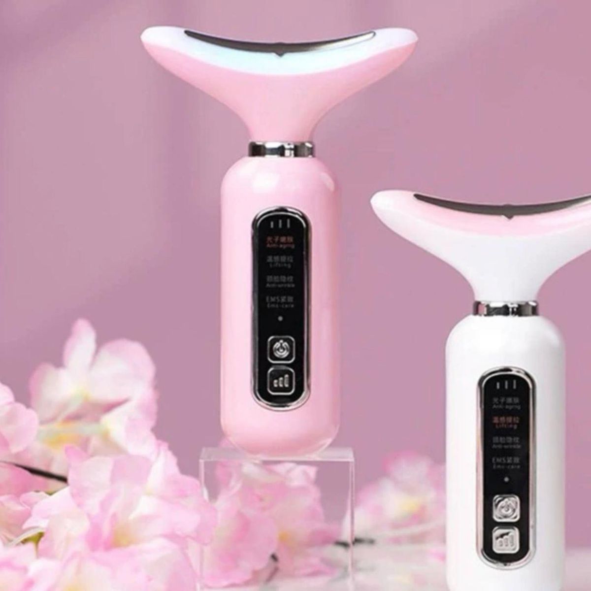 IMPORTCLICK - Masajeador Reductivo SkinCare Cuello Rostro Ultrasónico Rosado