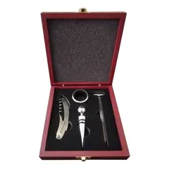 IMPORTCLICK - Set Vino 4 Accesorios En Caja Madera
